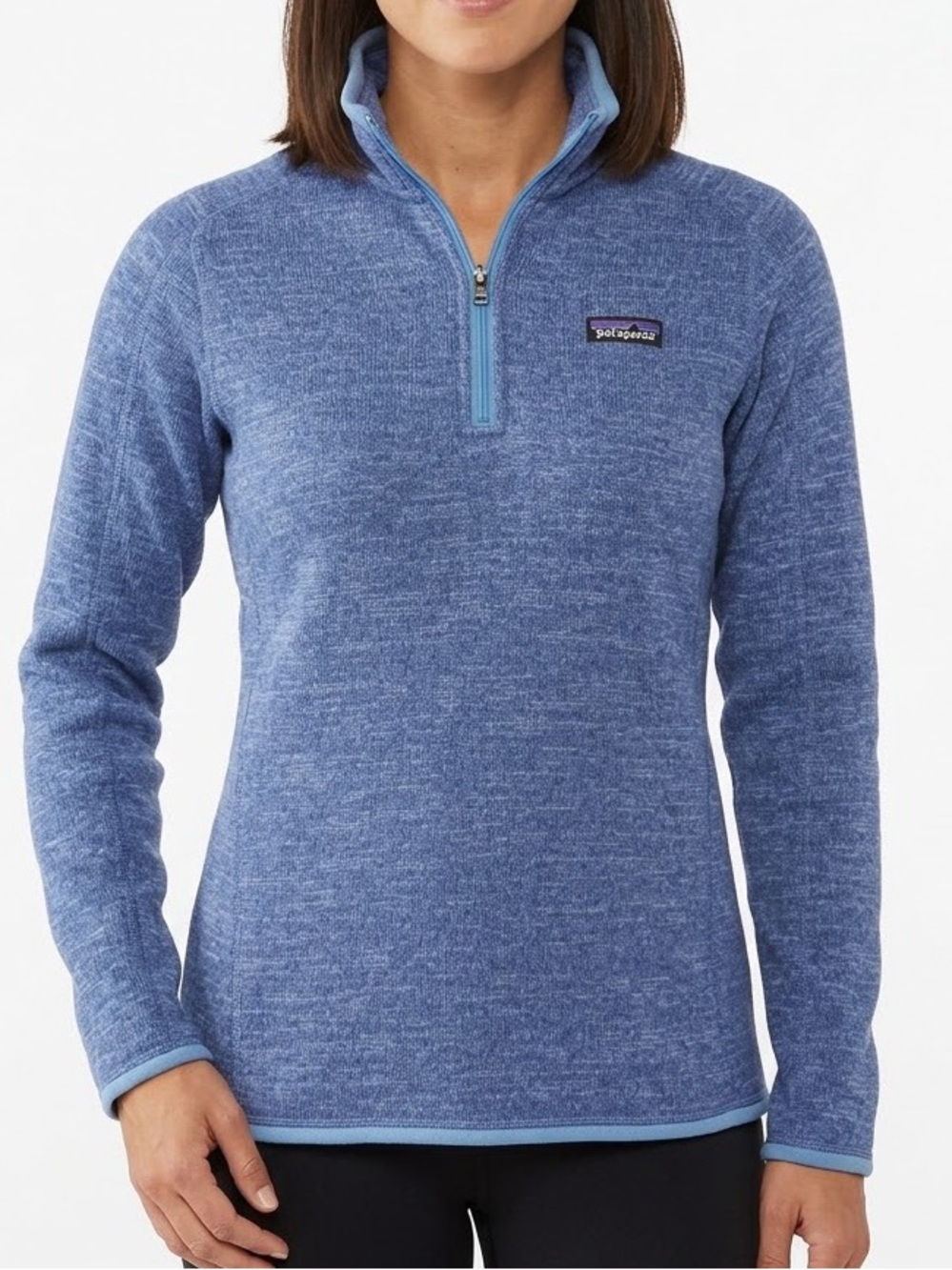 Patagonia Better Sweater 1/4 Zip Fleece Women M Hawthorne Blue 25616